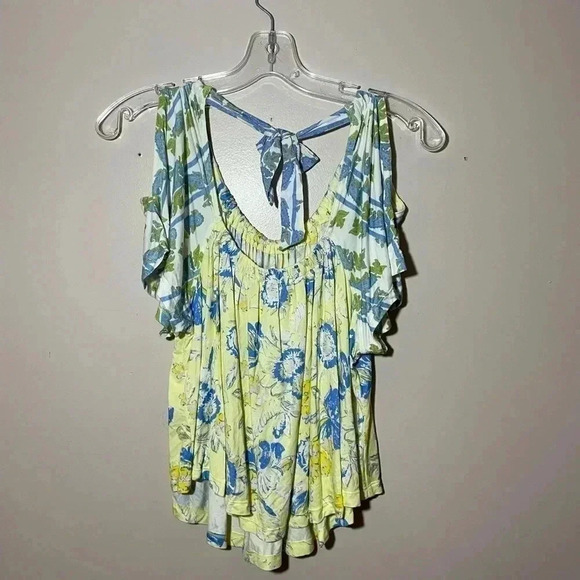 Free People Top Floral Yellow Blue White  NWT Size XS - Picture 4 of 6